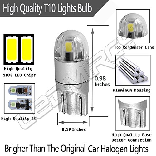 T10 LED Light Bulb W5W 194 Super Bright 3030 2SMD for Car Interior Exterior Lights(T10 10PS-White)