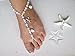 Ivory Barefoot Sandals Beach Wedding Beaded Anklet with Starfish and Real Seashells - Set of 2