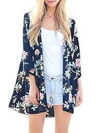 Blusa suelta con estampado floral y mangas de kimono para dama