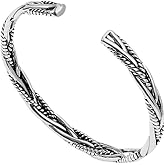 TURTLEDOVE Vintage Twisted Cuff Bracelet, Stainless Steel Woven Bangle Bracelet