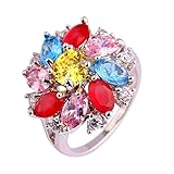 Psiroy Women's 925 Sterling Silver 4.75cttw Citrine Cluster Flower Filled Ring