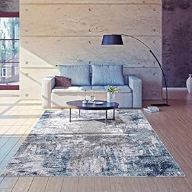 LUXE WEAVERS Rug 7680 Abstract Modern Area Rug, Stain Resistant, Machine-Made, Dark Blue, Light Blue / 5' x 7' 51Hoxxb23fL