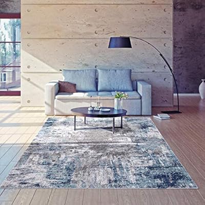 LUXE WEAVERS Rug 7680 Abstract Modern Area Rug, Stain Resistant, Machine-Made, Dark Blue, Light Blue / 5' x 7' 51Hoxxb23fL