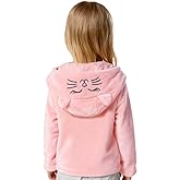 Lupieiae Toddler Fleece Jacket Cute Embroidered Cat Face Coat With Cat Ears Fall Winter Warmth Hooded Outerwear Coat 2-4Years