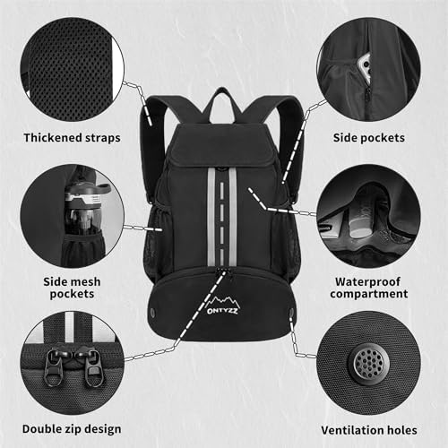 Wasserdicht Rucksack mit Kordelzug Sportrucksack mit Schuhfach Multifunktionaler Tagesrucksack für Gym Yoga Schwimmen Tanzen Basketball Volleyball Fußball Tasche
