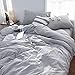 LIFETOWN 100% Jersey Knit Cotton Duvet Cover Set T-Shirt Feel Bedding Set Ultra Soft Wrinkle-Free (Grey, King)