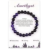 MXXGMYJ Natural Stone Crystal Bracelets for Women Anxiety Relief Gifts Elastic Bead Bracelet for Mom Daughter Birthday Gift Bracelet