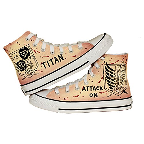 Attack on Titan Shingeki No Kyojin Cosplay Shoes Canvas Shoes Hand-painted Sneakers Yellow