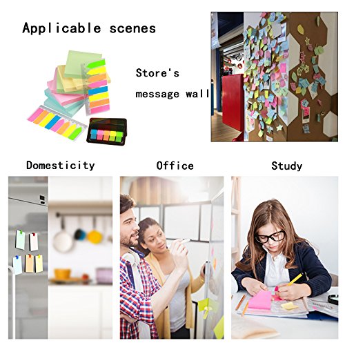 LANMOK 2640 pcs Sticky Notes Neon Pop-up Index Tabs Translucent Page Marker with Rectangular Ruler for Office Home Notebook Document