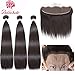 Beauhair Brazilian Straight Hair 3 Bundles with Frontal (18 20 22+18Frontal) 13x4 Ear to Ear Lace Frontal Closure With Bundles Unprocessed Virgin Human Hair Bundles With Frontal Natural Color
