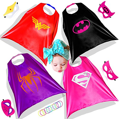 Lazu Girls Superhero Cape and Mask Costumes for Kids Set-Capes, Masks