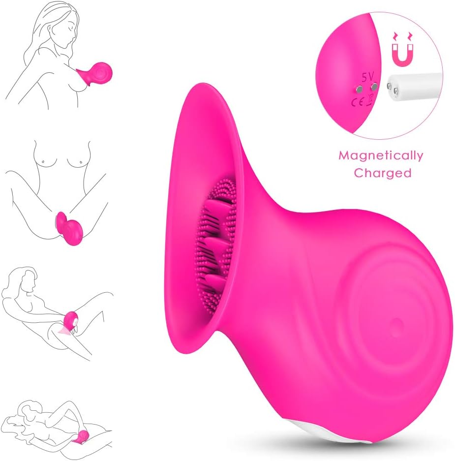 3.7 Inch Snails-Shape Sucking Simulator Powerful Vibranting Toys, Electric Labia Nipple Sucker Oral Licking for Woman, Medical Grade Smooth Silicone, USB Rechargeable Waterproof, Tshirt