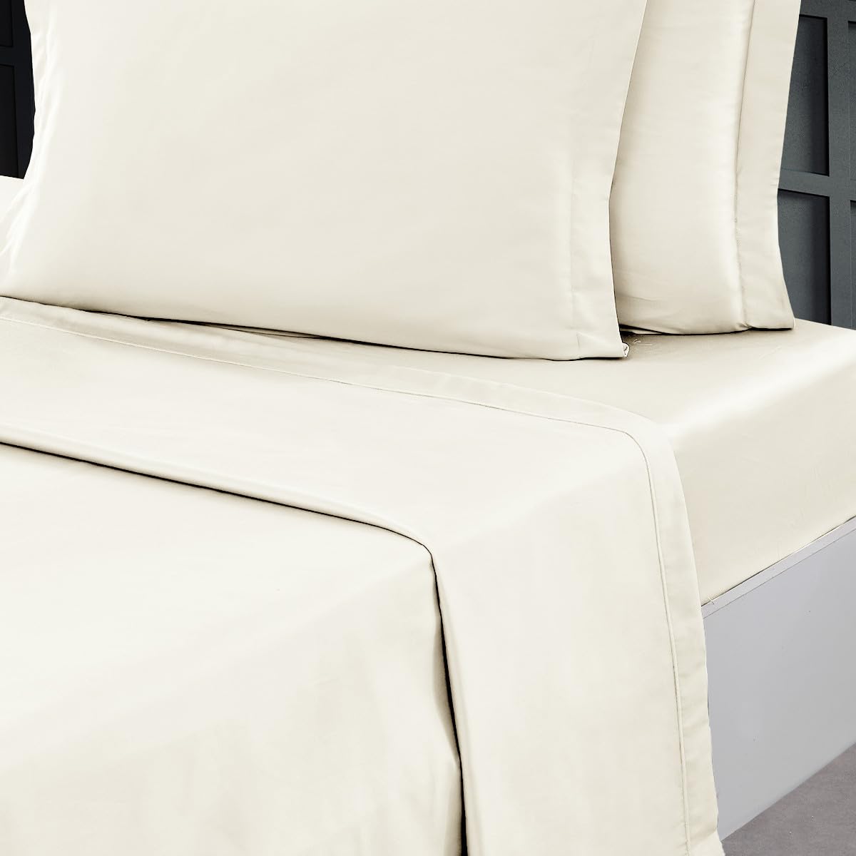 Sensei Plain Cotton Percale Flat Sheet, 240 x 310 cm, Natural