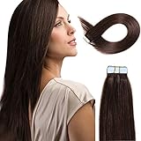 Tape In Human Hair Extensions 16 Inch 20pcs 40g/pack Slilky Straight Seamless Skin Weft Remy Hair 2# Dark Brown Color
