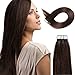 Tape In Human Hair Extensions 16 Inch 20pcs 40g/pack Slilky Straight Seamless Skin Weft Remy Hair 2# Dark Brown Color