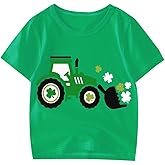 Kids St Patricks Day Shirt Boys Girls Irish Shamrock Clover Lucky Dinosaur Graphic Tees Toddler Short Sleeve T-Shirt Top