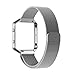 For Fitbit Blaze Accessory Band,Small (5.5-6.7 in),Oitom Frame Housing+Milanese loop Stailess Steel Band for Fitbit Blaze Smart Watch Fitness (Silver)