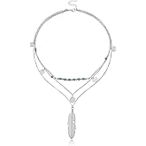 CXENSJH Boho Necklaces for Women Layered Beaded Choker Necklace Western Turquoise Necklace Long Coin Pendant Necklace Bohemian Country Concert Jewelry