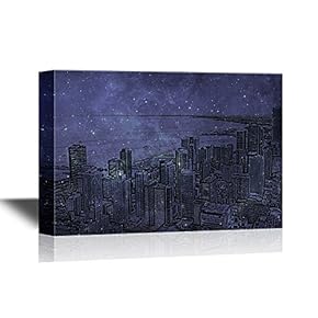 Canvas Wall Art - Chicago, Illinois in The United States. City Skyline with Skyscrapers. - Gallery Wrap Modern Home Art | Ready to Hang - 12x18 inches