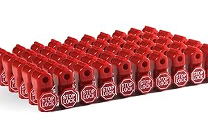 BETERTEK Peg Hook Stop Lock for Prevent The Sweep Theft of Displayed Products on A Wire Peg, Plastic Red 6mm Security Lock, Retail Shop Anti-Theft Display Slatwall Red Stop Lock