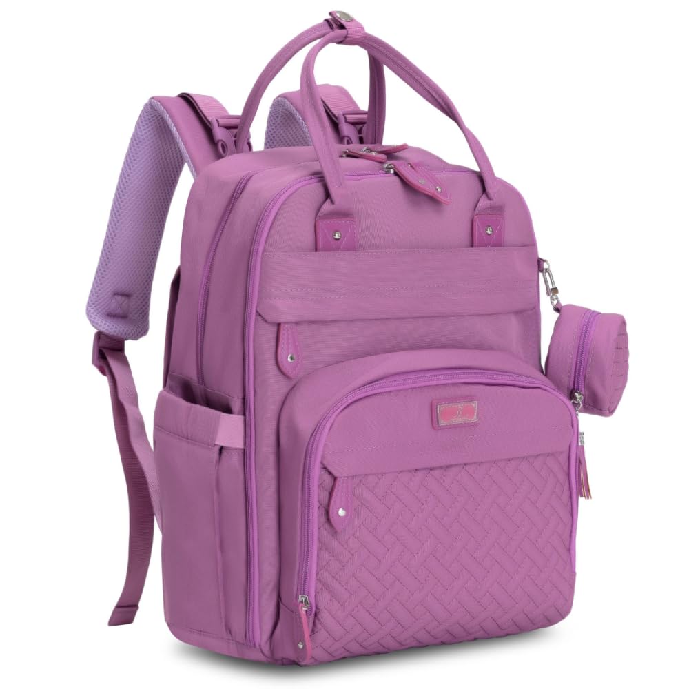 Photo 1 of BabbleRoo Diaper Bag Backpack - Baby Essentials Travel Tote - Multi Function Water Resistant Diaper Bag, Travel Essentials Baby Bag with Changing Pad, Stroller Straps & Pacifier Case - Unisex, Purple