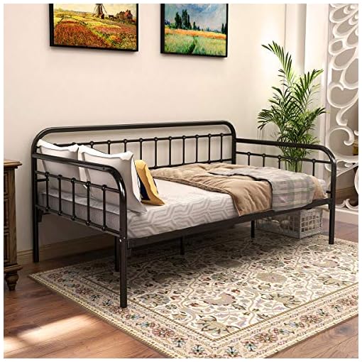 JURMERRY Metal Daybed Frame Twin Size with Steel Slats Platform