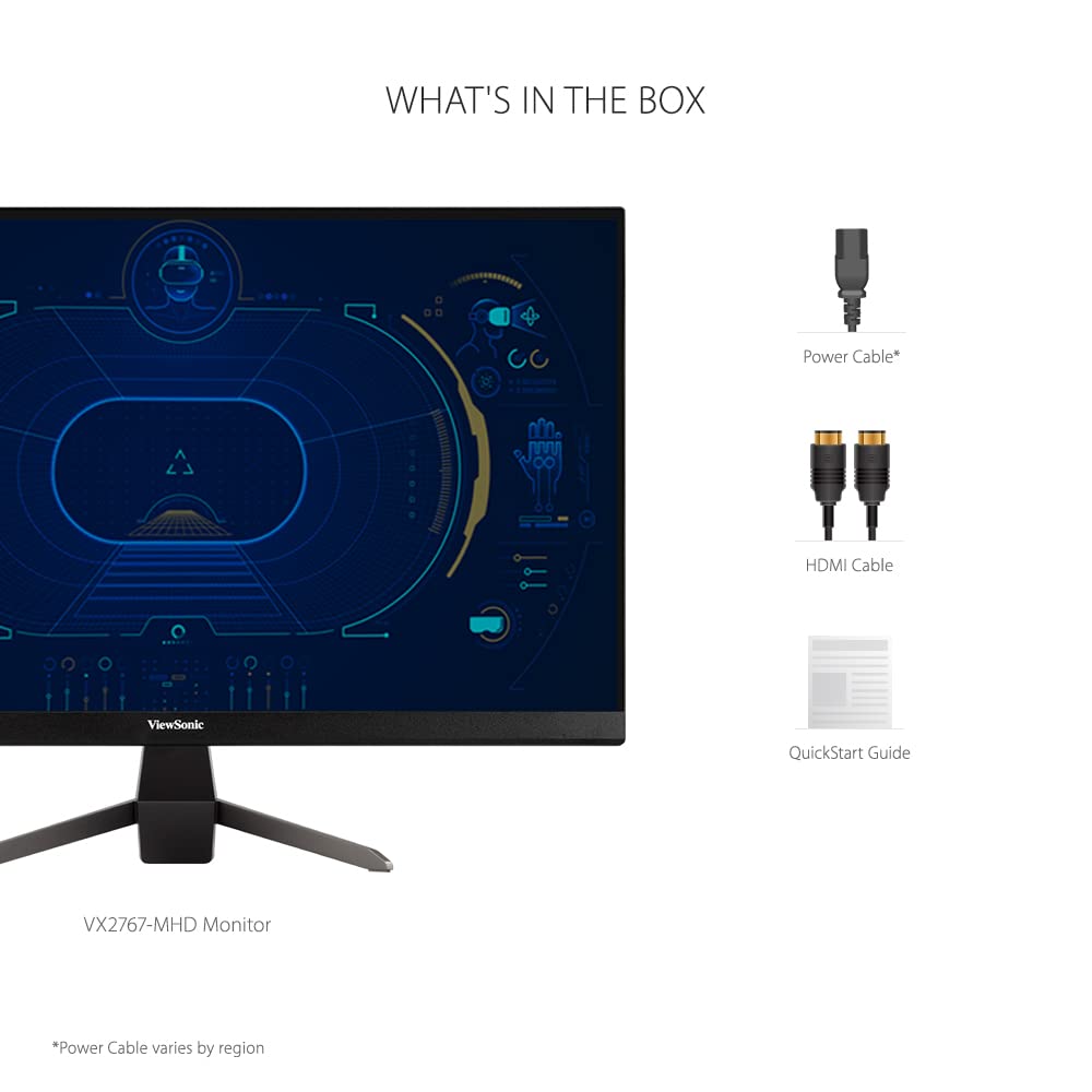 ViewSonic VX2767-MHD 27 Inch 1080p Gaming Monitor with 100Hz, 1ms, Ultra-Thin Bezels, FreeSync, Eye Care, HDMI, VGA, and DP