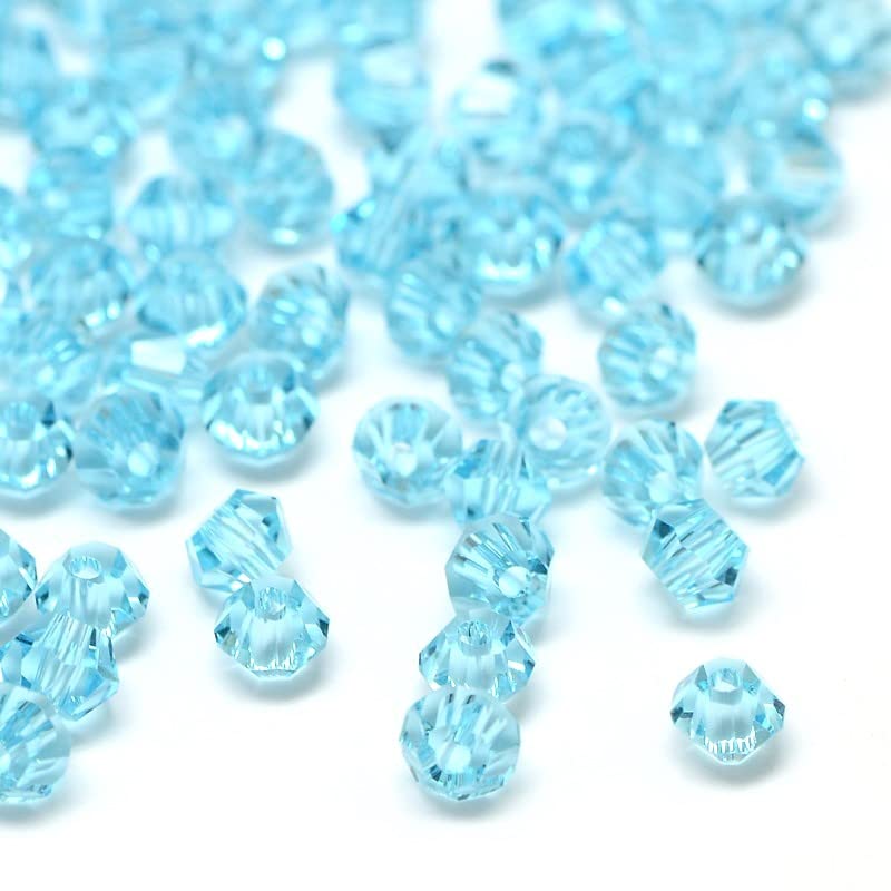 Preciosa Bohemian Crystal Beads 3 mm Double Cone Czech Glass Cut Beads Glass Beads Bicone Beads Aquamarine Pack of 100