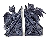 Bellaa 21039 Dragons Bookends Gothic Castle Mystic Book End Evil