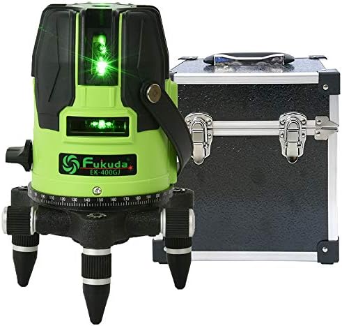 Fukuda 5ライン グリーンレーザー墨出し器 美品 Ek 400gj リチウム電池 単3電池 Acアダプターも対応可能 4方向大矩照射モデル メーカー1年保証