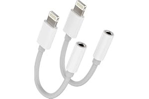 Iphone AUX Adapter for Headphone Dongle(2pack)Lightning to 3.5mm Jack Splitter Cable Apple MFI Certified Audio Cord Adaptador