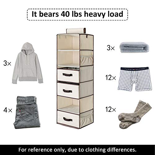 image for StorageWorks 6-Shelf Hanging Dresser, Foldable Closet Hanging Shelves 