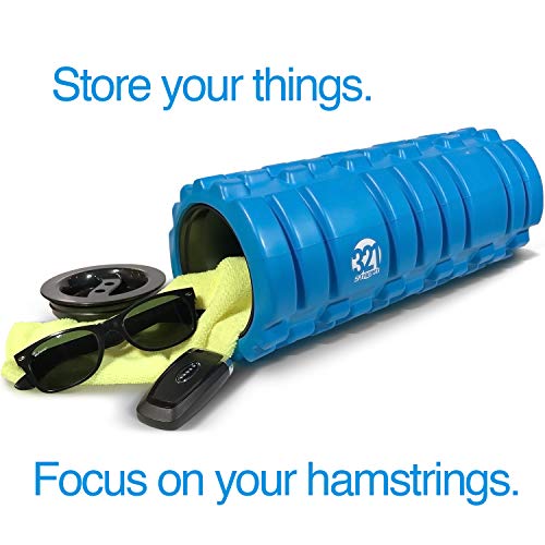 321 STRONG Foam Roller for Muscle Massage with End Caps - Store Keys, Towels, and Other Accessories - Blue