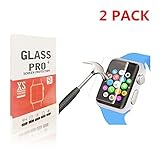 Apple Watch 38mm Screen Protector, Rockxdays - [Anti-scratch][9H Hardness][Only Covers the Flat Area] Tempered Glass Screen Protector For Apple Watch 38mm - (2 Pack)