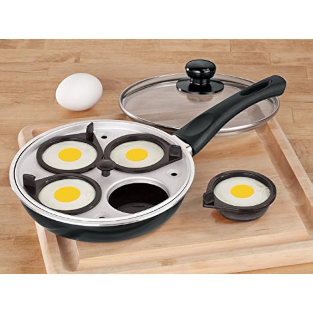 Frying Pan With Egg Poacher Insert, Black, One Size Fits All Kitchen