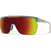 SMITH XC Sunglasses – Flip-Up Shield Lens Performance Sports Sunglasses for Snow Sports, Biking, Running & More – For Men & Women – Storm Birch + Red ChromaPop Mirror Lens