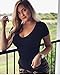 Clementine Apparel Women's Deep V Neck Tee (Pack of 3), Black/White/Warm Grey, Medium