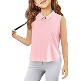 Haloumoning Girls Athletic Sleeveless Golf Polo Shirts Kids Quarter Zip Quick Dry Workout Tank Tops 5-14 Years