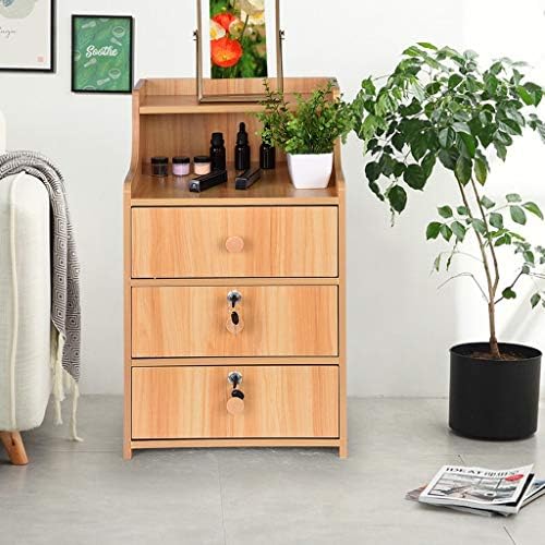 Simple End Table Bedroom Nightstand Coffee Table 3 Drawer with Lock