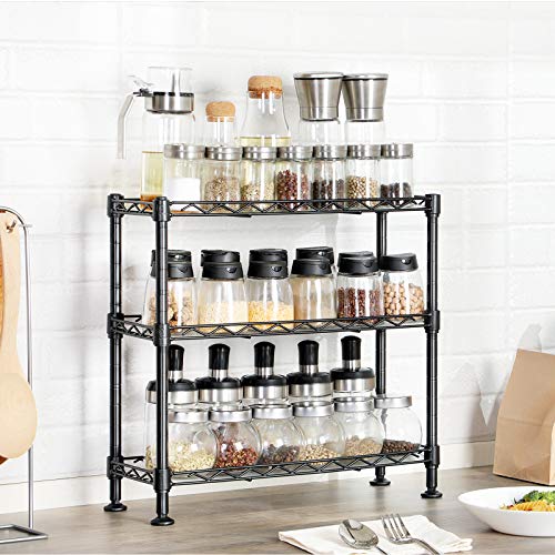 SONGMICS 3Tier Adjustable Storage Shelving Unit, Spice Rack with PP