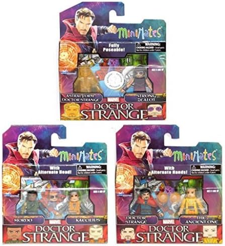 Comic Heroes Marvel Minimates Dr. Strange 2 pack Exclusive Astral Form Doctor Strange and Strong Zealot!, Doctor Strange and The Ancient One + Mordo and Kaecilius mini hero figures