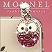 ip161e Cute Pink Crystal OWL Cell Phone 3.5mm Ear Cap Anti Dust Plug Charm