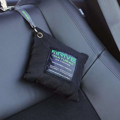 Natural Air Freshener by Drive - All Black Car Purifier is Certified Moso Bamboo Activated Charcoal 220g - Unscented Deodorizer, Drying Bag Removes Allergens & Moisture - Prevents Bacteria, Mildew - Thumbnail 3