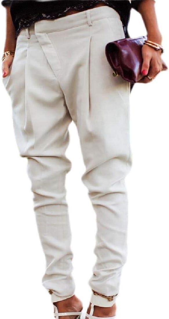 Gnao Women's High Waist Harem-Pants Fashion Work Loose Pockets Pants