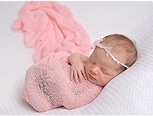 Luxury Stretch Newborn Boy Girl Baby Photography Props Wrap Yarn Cloth Blanket (Pink)