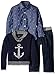 Nautica Boys' Three Piece Set with Button-Down Shirt Anchor Sweater and Pant