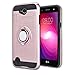 LG Fiesta 2 Case/X Power 2 / X Charge / K10 Power/Fiesta LTE Case with HD Screen Protector,Ymhxcy 360 Degree Rotating Ring & Bracket Dual Layer Shock Bumper Cover for LG LV7-ZH Rose Gold