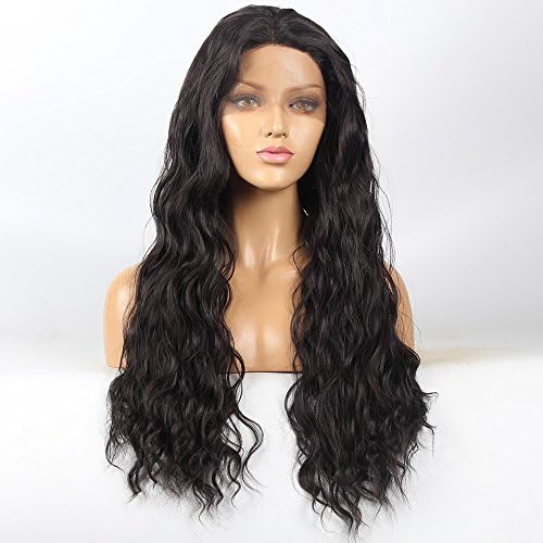 Wig Queen 250% Density Lace Front Synthetic Hair Wigs Nature Long Wave Wigs Hand Tied Cap Heat Resistant Glueless Wig Nature Color With Baby Hair For Women
