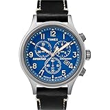 Timex Men's TW4B12400 Expedition Scout Chrono Black/Blue Leather Strap Watch