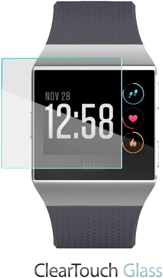Fitbit Ionic Screen Protector, BoxWave [ClearTouch Glass] 9H Tempered Glass Screen Protection for Fitbit Ionic